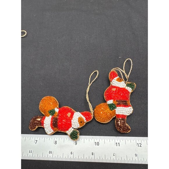 Handcrafted St Nicholas Parvex A Warsi Glass Beaded Santa Claus Ornaments Set 8 - Picture 9 of 12